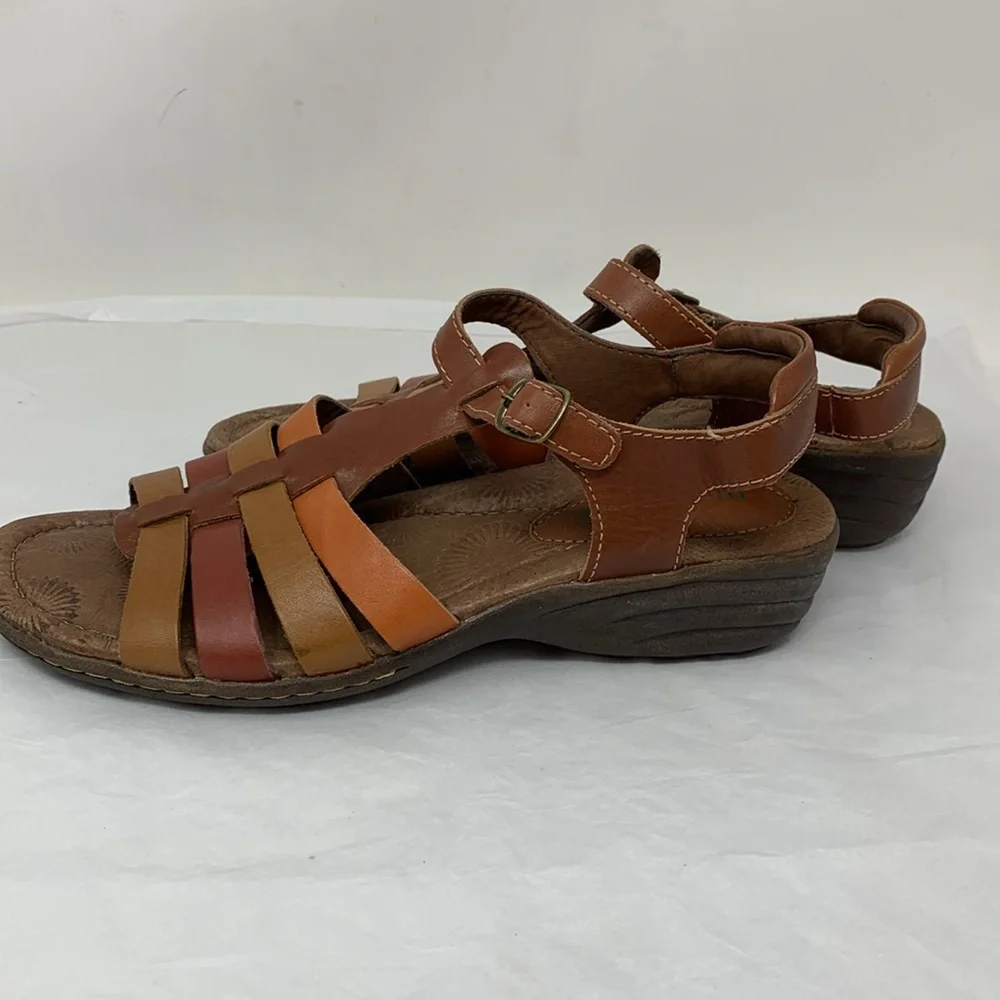 Montana Artisan Leather Comfort Sandals size 9 Brown T Strap Fisherman Style